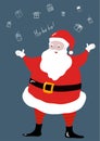 Cute hand drawn vector Santa Klaus with presents