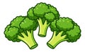 Cute hand drawn vegetable set featuring three broccoli florets for healthy eating concepts Royalty Free Stock Photo