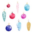 Cute hand drown set of Christmas tree toys.