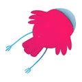 Funny hand drawn deep pink bird with blue nose illustration.