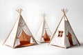 Cute hand made tents isolated on white background Royalty Free Stock Photo