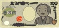 Cute hand-painted Japanese 10000 Yen bill