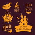 Cute hand written Halloween sayings, fun lettering, great for cards, invitations, labels, banners - vector design Royalty Free Stock Photo