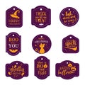 Cute hand written Halloween sayings, fun lettering, great for cards, invitations, labels, banners - vector design