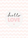 Cute Hand Written Hello Love Vector Illustration. Royalty Free Stock Photo