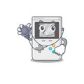 Cute handheld game Scroll cartoon character in a Doctor with tools Royalty Free Stock Photo