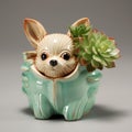 Cute Handmade Pet Shampoo Flowerpot: Glazed China, Simple Design, Exquisite Detail Royalty Free Stock Photo