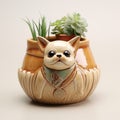 Cute Handmade Pet Waste Bag Shaped Flowerpot With Dog Design
