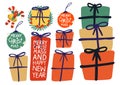 colorful gift boxs set with ribbon isolate vector design Royalty Free Stock Photo