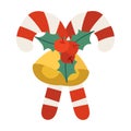 christmas red candy cane with christmas bell isolate vector design Royalty Free Stock Photo