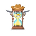 Cute handsome cowboy of chronometer cartoon character with guns