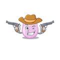 Cute handsome cowboy of viridans streptococci cartoon character with guns