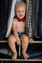 Little gentleman is getting ready. Cute and handsome boy Royalty Free Stock Photo
