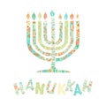 Cute Hanukkah greeting card, invitation