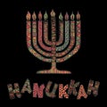 Cute Hanukkah greeting card, invitation