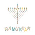 Cute Hanukkah greeting card, invitation