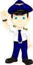 Cute happy airplane pilot waving Royalty Free Stock Photo