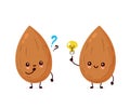 Cute happy almond with question mark