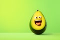 Cute happy avocado on pastel green background