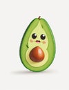 Avocado fruits and vegetables with kawaii face, cartoon for children. Royalty Free Stock Photo