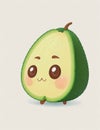 Avocado fruits and vegetables with kawaii face, cartoon for children. Royalty Free Stock Photo