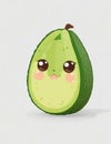 Avocado fruits and vegetables with kawaii face, cartoon for children. Royalty Free Stock Photo