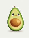 Avocado fruits and vegetables with kawaii face, cartoon for children. Royalty Free Stock Photo