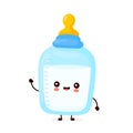 Cute happy baby bottle with nipple pacifier