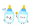 Cute happy baby bottle with nipple pacifier