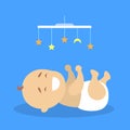 Cute happy baby boy lying. Newborn in diaper Royalty Free Stock Photo