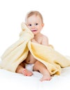 Cute happy baby boy in towel Royalty Free Stock Photo