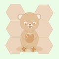 Cute happy Bear with honey in kawaii design in vector