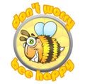 Cute happy bee, funny illustration, design Royalty Free Stock Photo