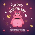 Cute happy birthday card with fun hippo.