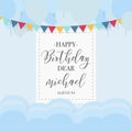 Cute happy birthday invitation blue to friend