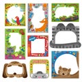 Cute happy birthday pets photo frame vector illustration.