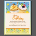 Happy birthday theme poster with creme cupcake Royalty Free Stock Photo