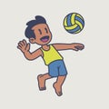 Cute and Happy Boy Playing Beach Volleyball Royalty Free Stock Photo