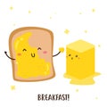 Cute happy bread and butter vector design Royalty Free Stock Photo