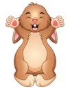 Cute happy brown rabbit cartoon