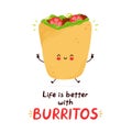 Cute happy burrito character vector Royalty Free Stock Photo