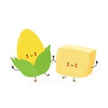 Cute happy butter and corn character