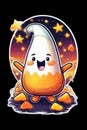 A cute and happy candy corn with sparkling stars, t-shirt prints design, stickers, no background