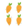 Cute happy carrot character set collection