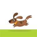 Cute happy cartoon brown pet dog running excited  illustration Royalty Free Stock Photo