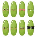 Cute happy cartoon cucumber character set
