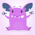 Cute happy cartoon monster character with big ears. Halloween vector illustration Royalty Free Stock Photo