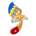A cute happy cartoon paint brush character mascot Royalty Free Stock Photo