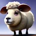 Cute, happy cartoon Sheep, smiling animal illustration