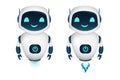 Cute happy cartoon smiling set robots. Vector illustration isolated